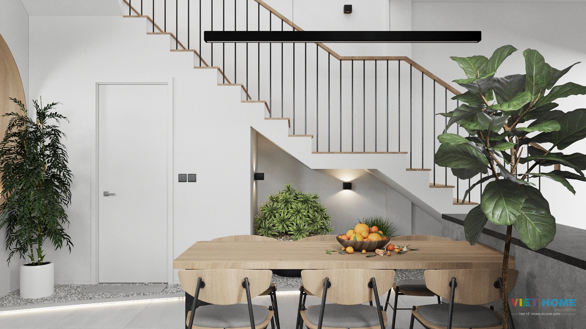 Chi tiết thiết kế nội thất khu vực bếp - cầu thang tầng 1 dự án La Vida Vũng Tàu