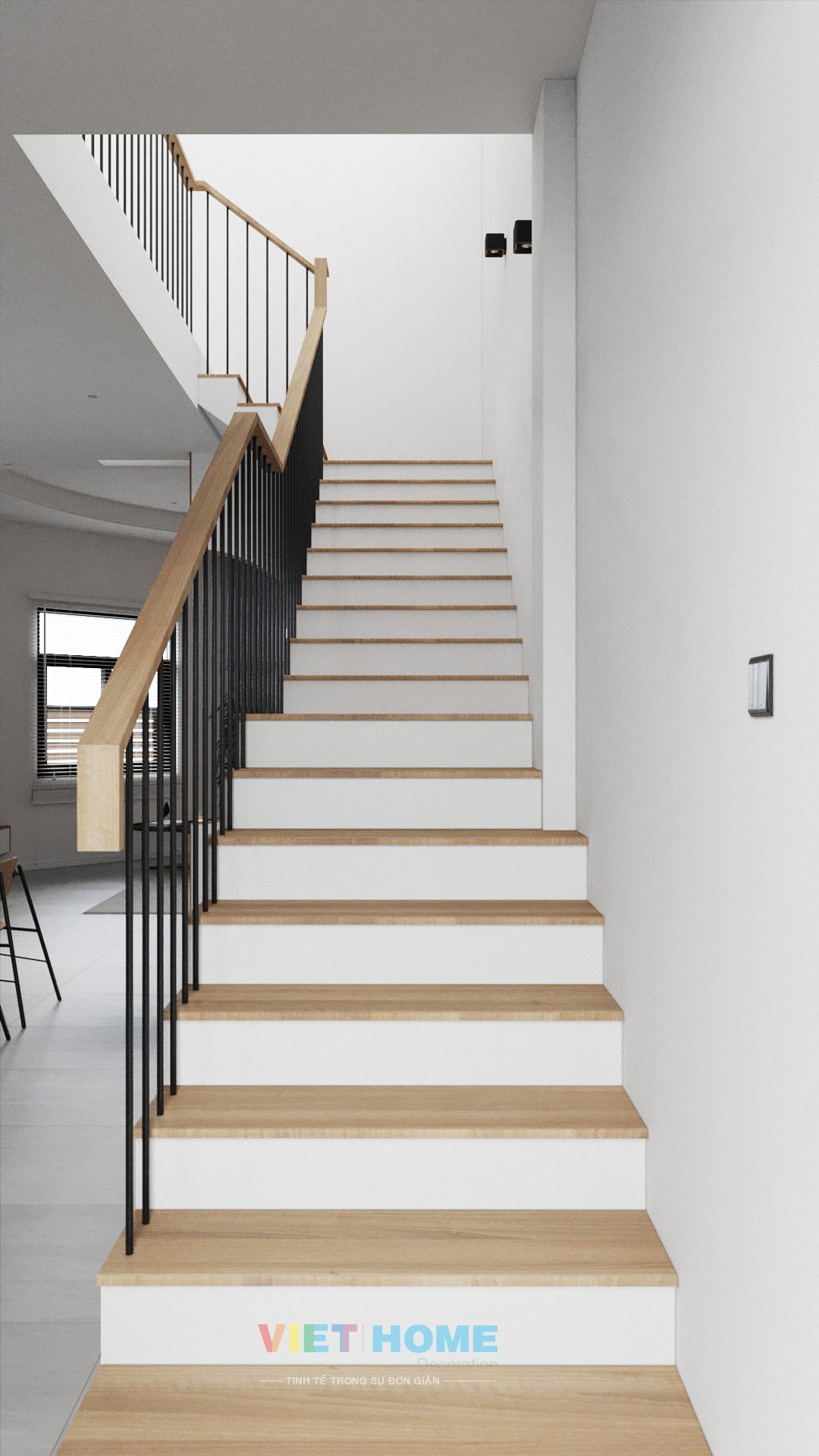 Chi tiết thiết kế nội thất khu vực bếp - cầu thang tầng 1 dự án La Vida Vũng Tàu