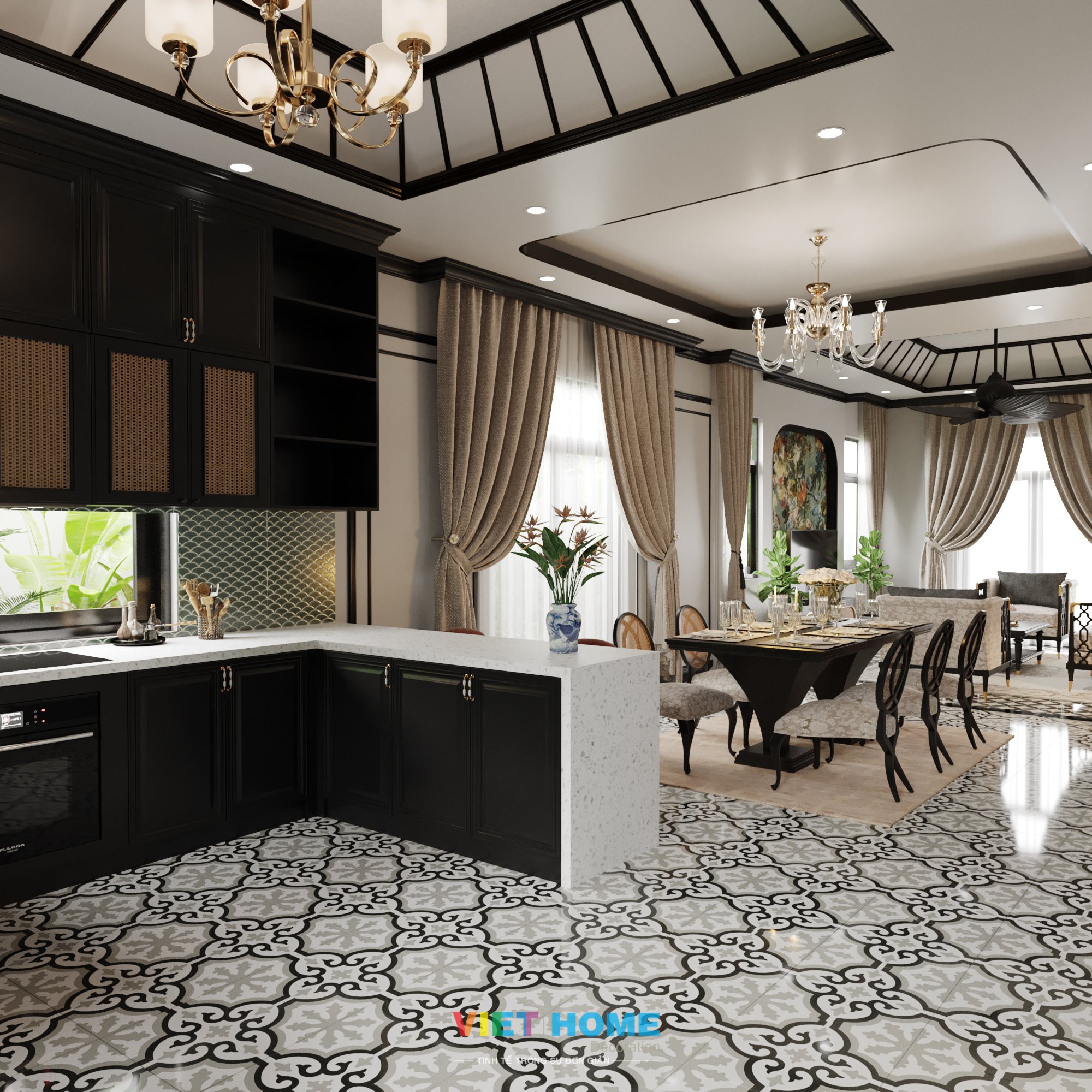 Chi tiết thiết kế nội thất khu vực bếp và bàn ăn dự án La vida Residences