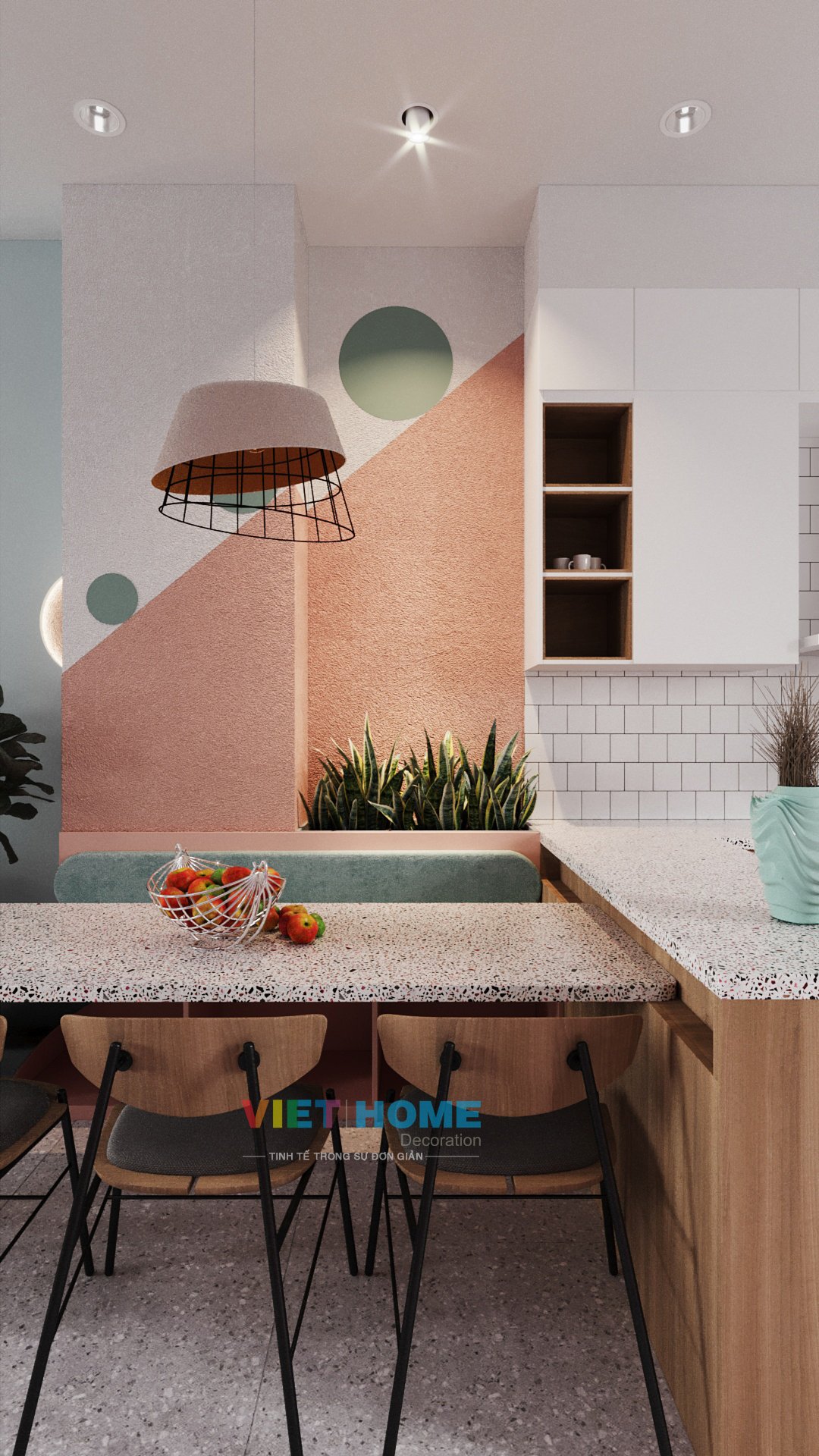 Chi tiết thiết kế nội thất khu vực bếp và bàn ăn dự án La vida Residences 