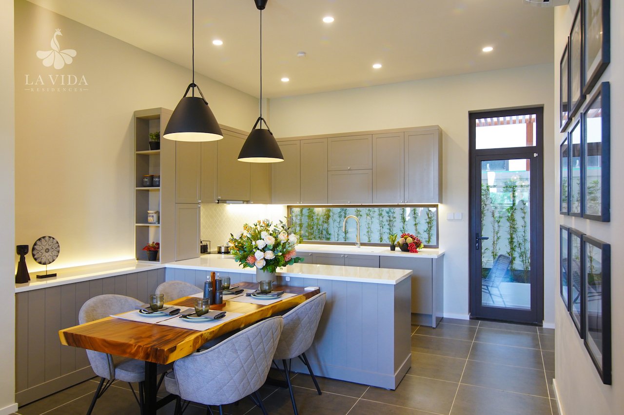 Chi tiết thiết kế nội thất khu vực bếp và bàn ăn dự án La vida Residences ​​​​​​​