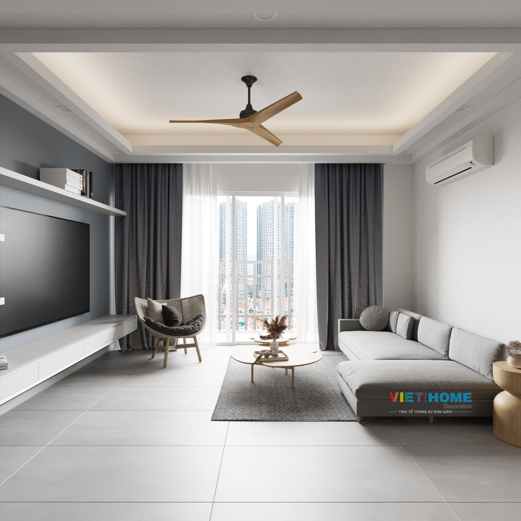 Chi tiết thiết kế nội thất phòng khách dự án Him Lam Riverside