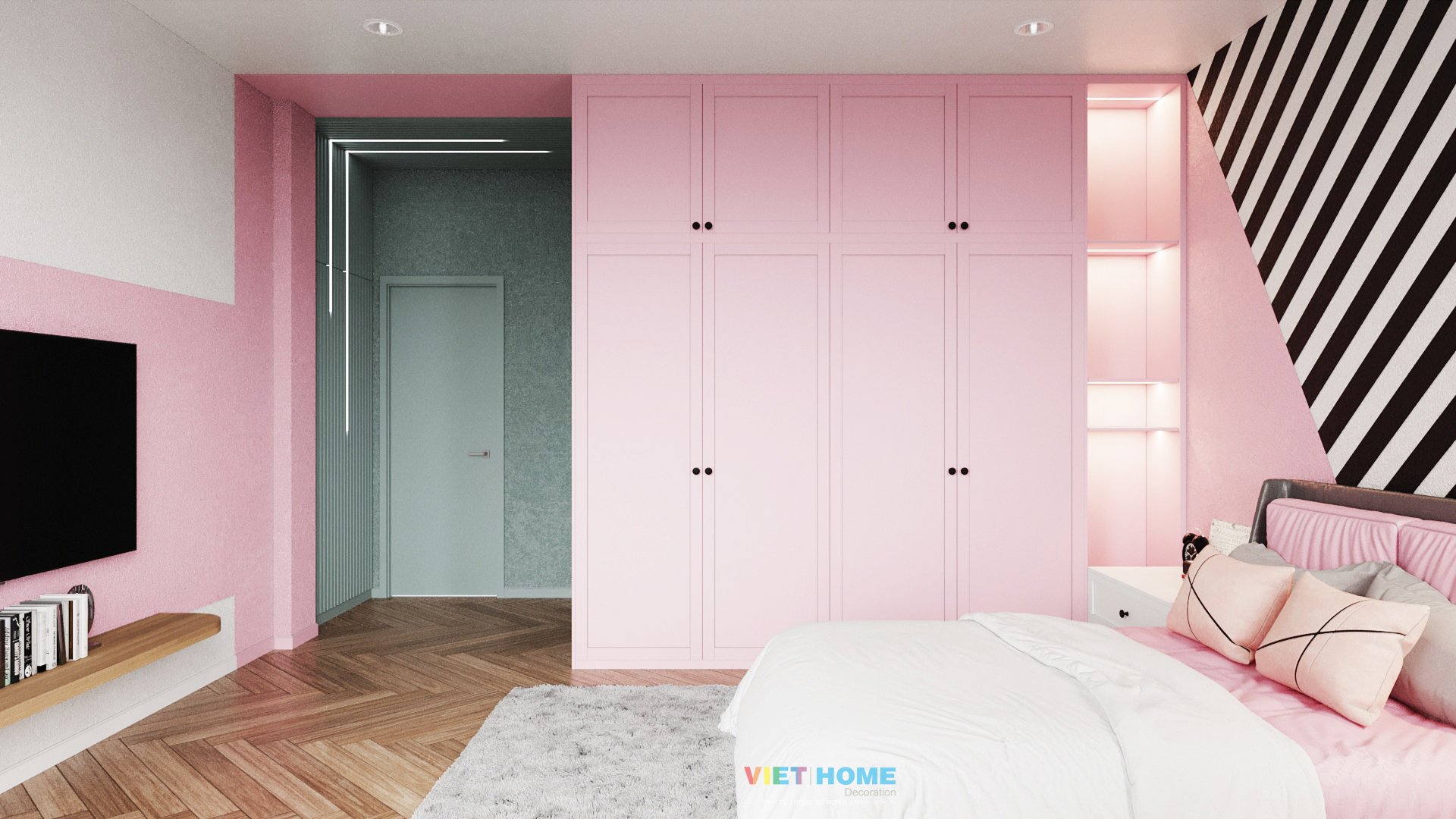 Chi tiết thiết kế nội thất phòng ngủ 2 dự án La vida Residences
