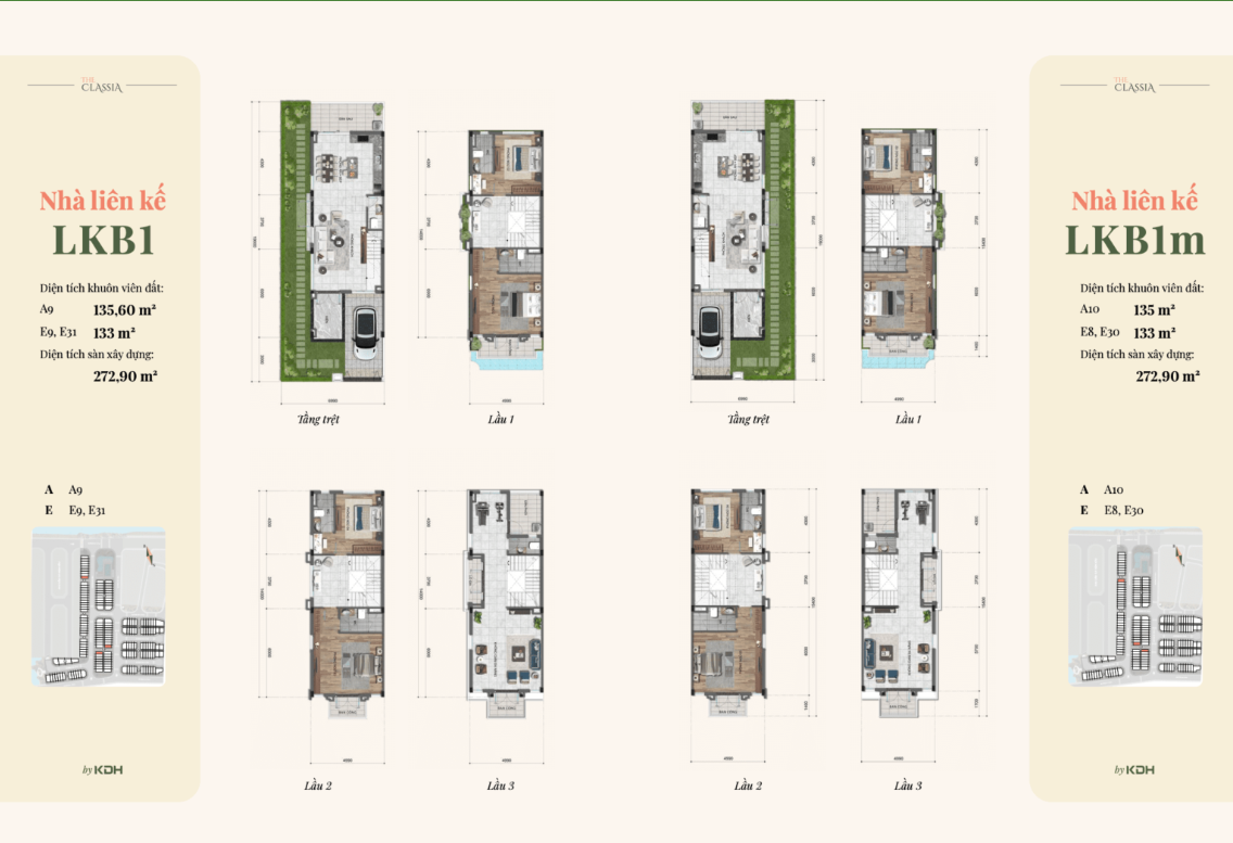 Mặt bằng layout LKB1.1 & LKB2 – The Classia