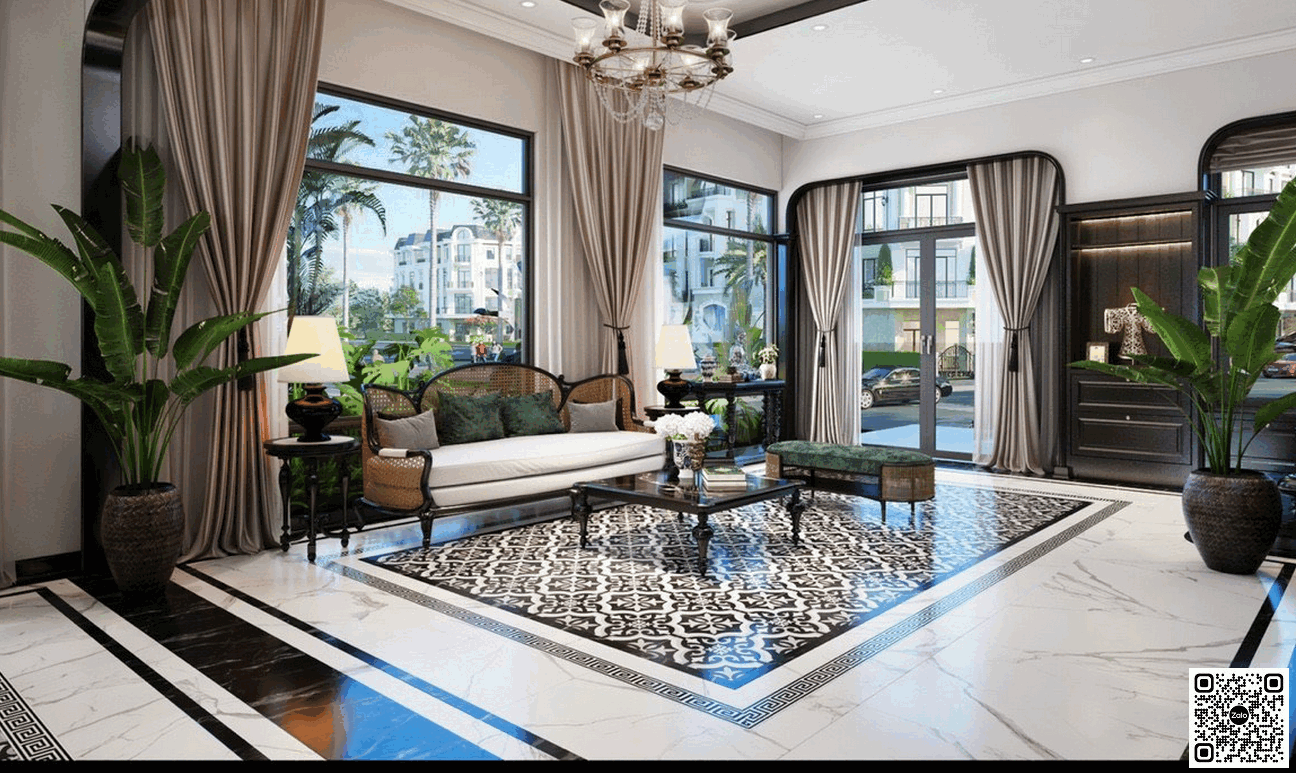 Phòng khách thiết kế mẫu nhà phố The Classia Khang Điền