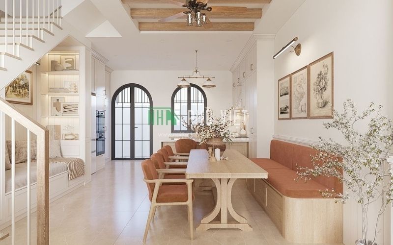 Mẫu thiết kế nội thất nhà liền kề Lavida Residences 3 tầng mang sắc màu cam đất ấm áp hiện đại