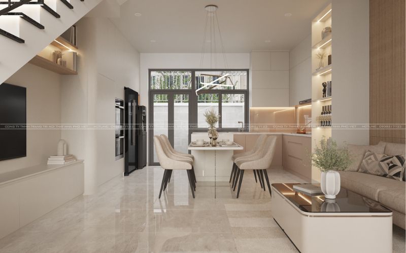 Mẫu thiết kế nội thất nhà liền kề 3 tầng hiện đại, bố trí  phòng ngủ khoa học