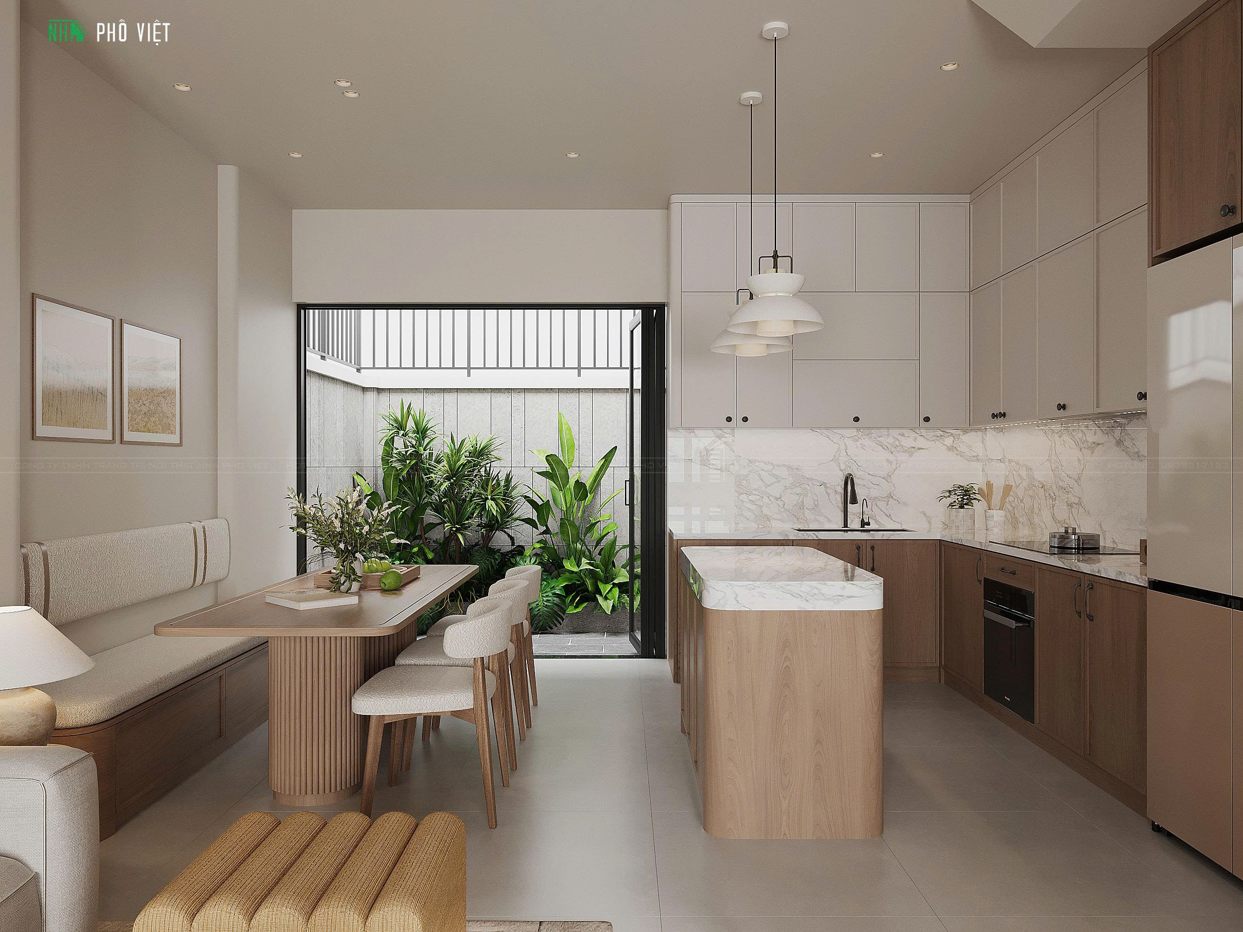 Thiết kế nội thất nhà phố Lavida Residence 1 trệt 3 lầu phong cách Japandi hiện đại