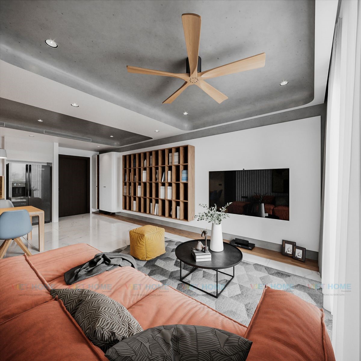 Thiết kế nội thất phòng khách căn hộ Empire City diện tích 70-90m2 view 4