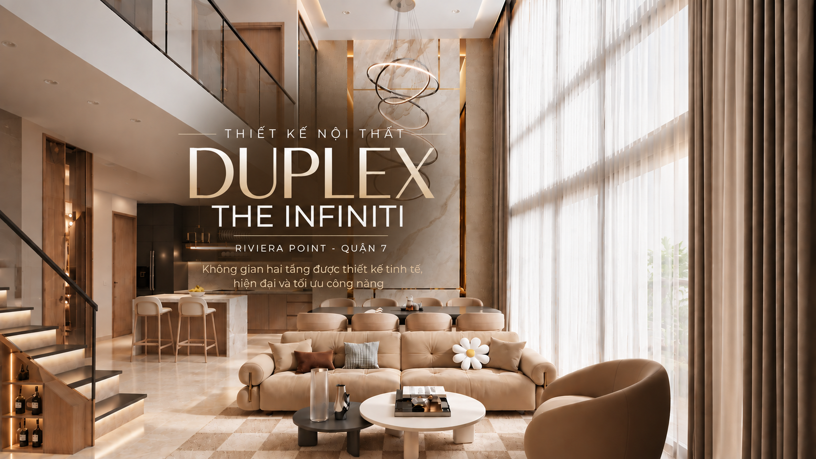 Thiết kế nội thất Duplex The Infiniti Quận 7- Khai thác không gian thông tầng đầy tinh tế.