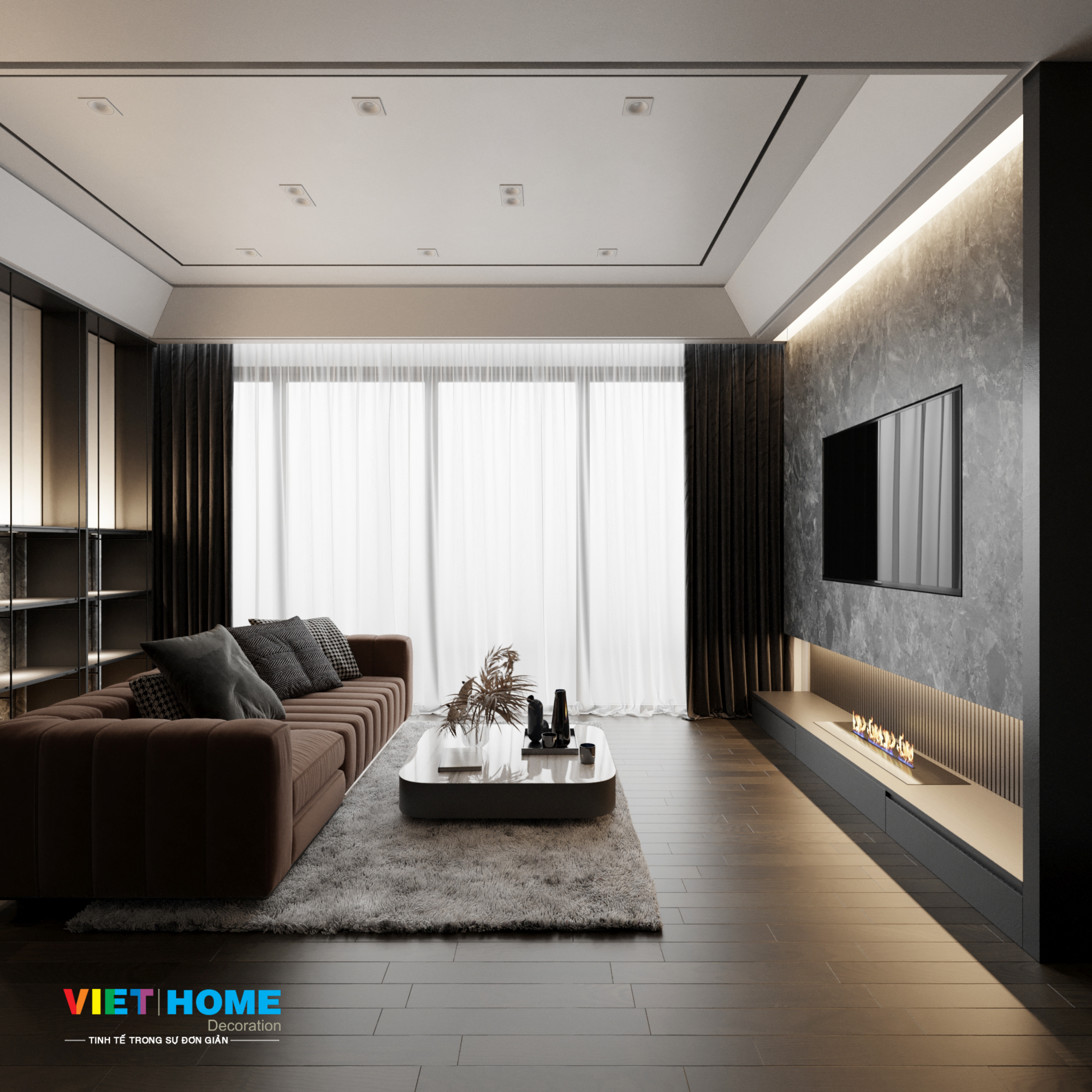 Thiết kế nội thất phòng khách căn hộ Metropole view 3