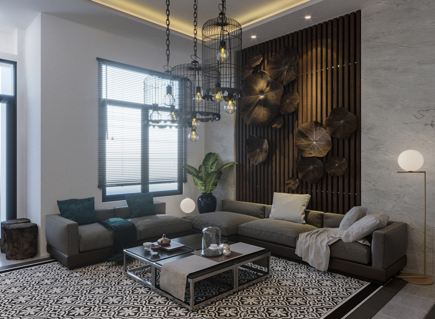 Thiết kế nội thất phòng khách nhà liền kề Palm Residence