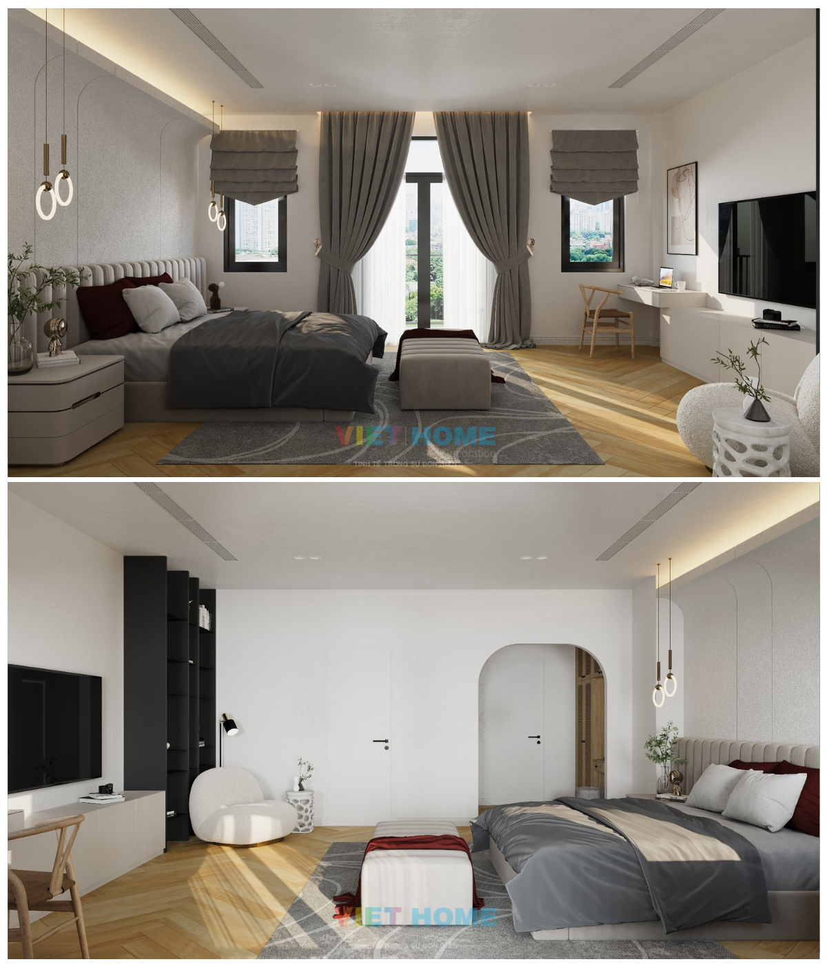 Thiết kế nội thất phòng master ngủ tầng 3