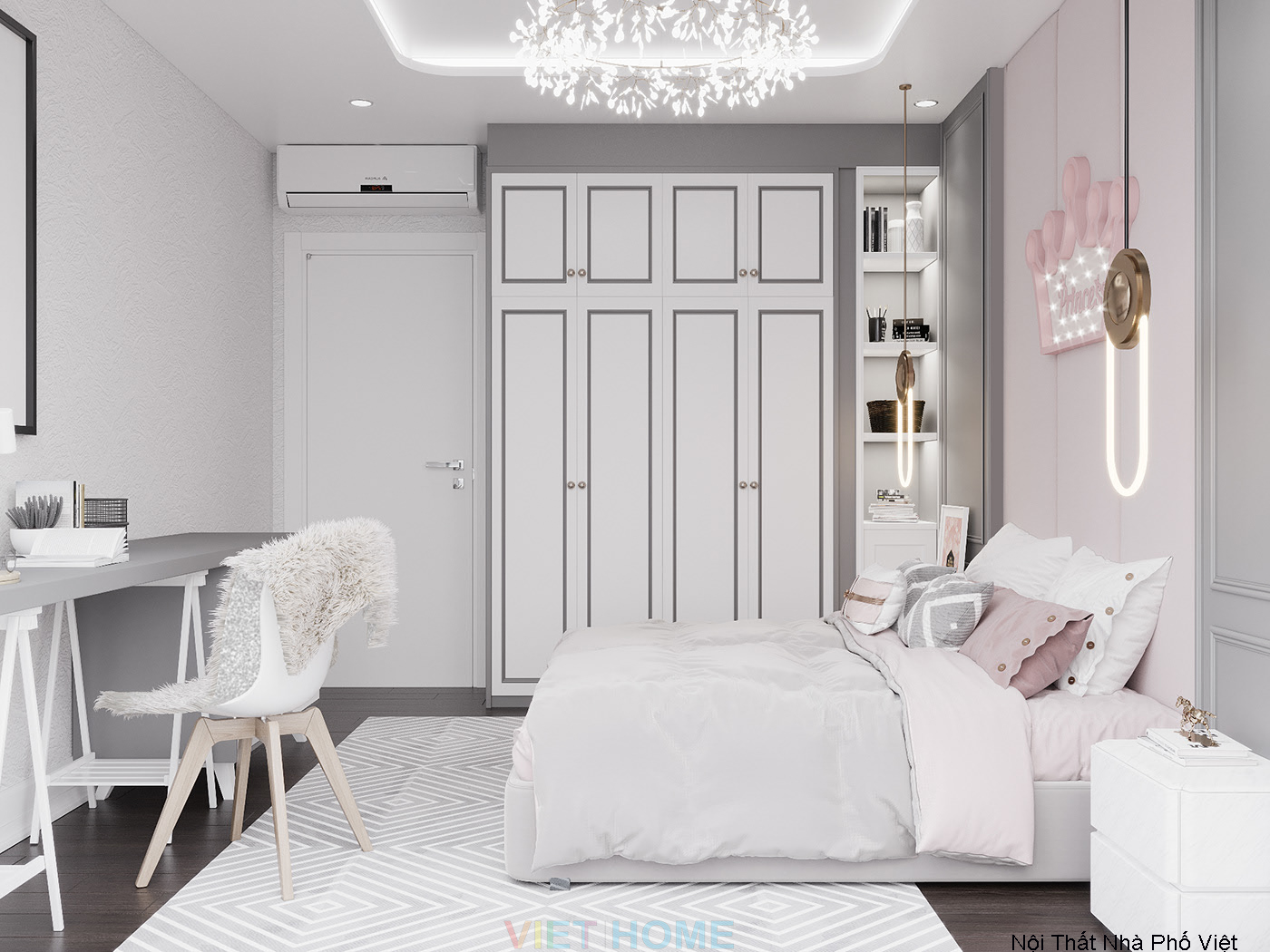 Thiết kế nội thất phòng ngủ nhỏ căn hộ duplex feliz en vista