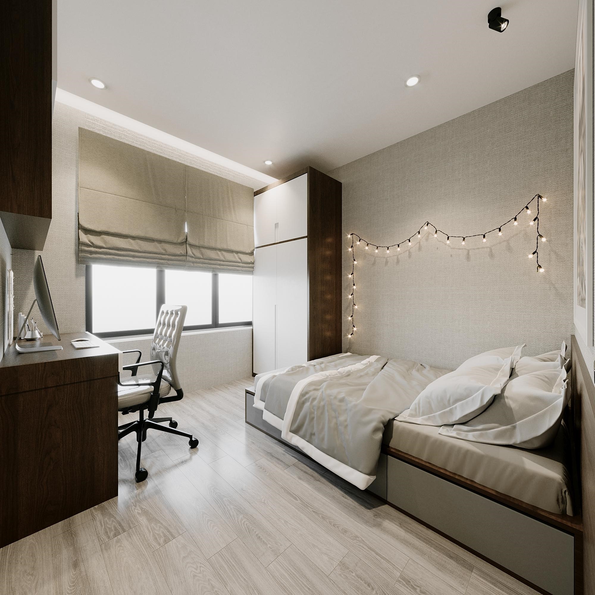 Thiết kế nội thất phòng ngủ 2 căn hộ palm heights