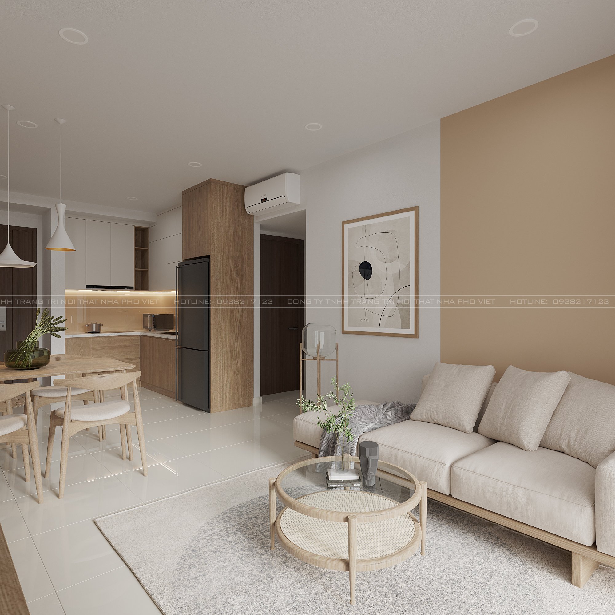 Không gian phòng khách căn hộ Victoria Village tối giản sang trọng 2