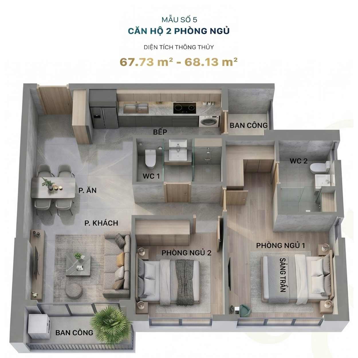 layout 3D victoria village 2 phong ngu