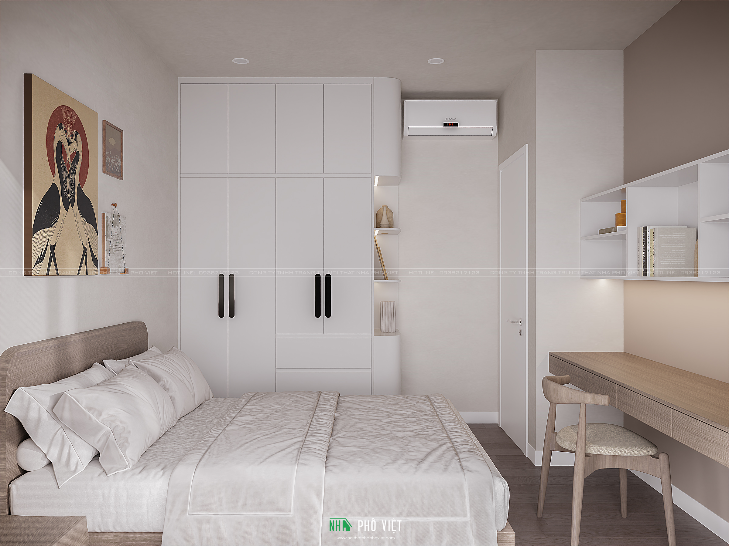 Thiết kế phòng ngủ phụ căn hộ Victoria Village hiện đại 2