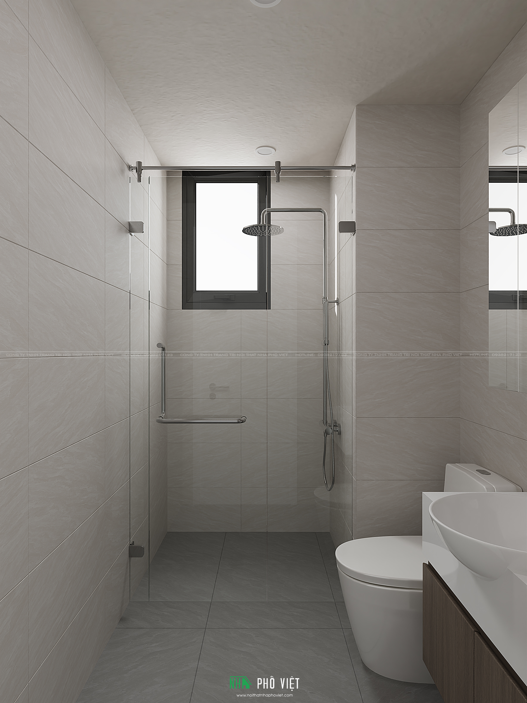 Thiết kế phòng vệ sinh & tắm căn hộ Victoria Village hiện đại 1B
